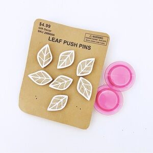 🖤Leaf Push Pins with Pink Magnets 9PC